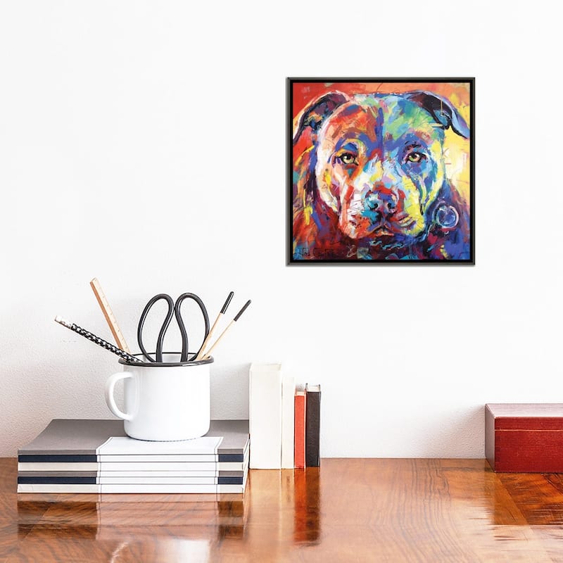 iCanvas "Staffordshire Bull Terrier" by Jos Coufreur Framed