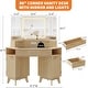preview thumbnail 2 of 4, 48" Corner Fluted Makeup Vanity Desk w/ 3-Panel Lighted Mirror & Charging Station - Fluted Glass Top Makeup Desk