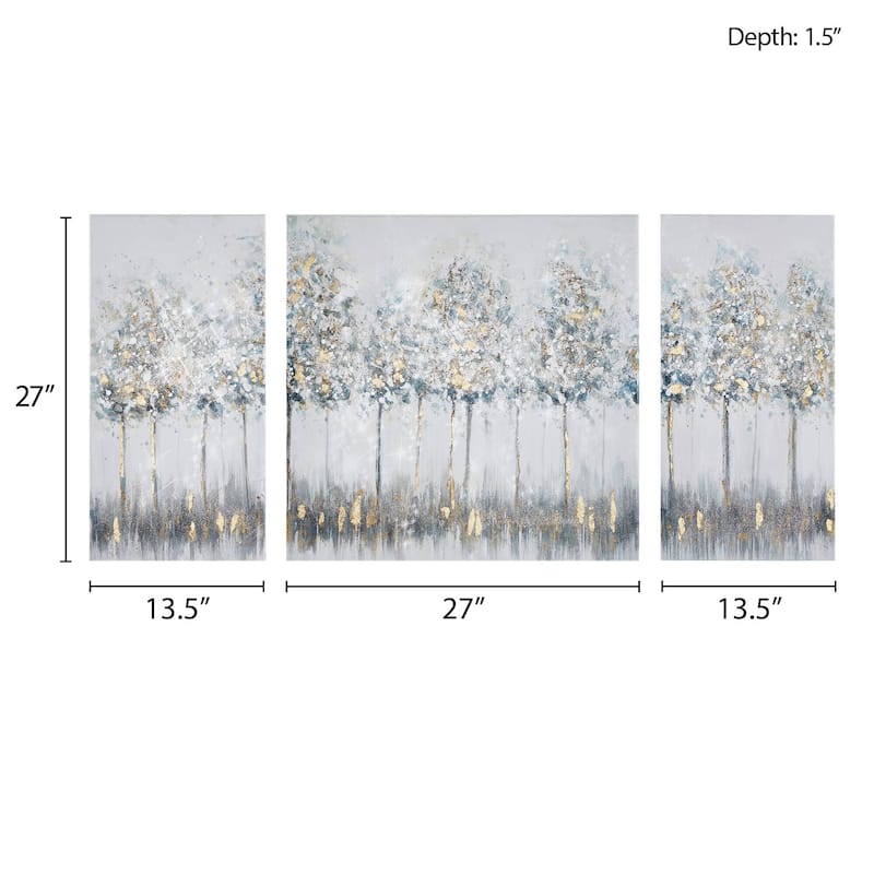 Madison Park Blue Midst Forest Gold Foil Triptych 3-piece Canvas Wall Art Set