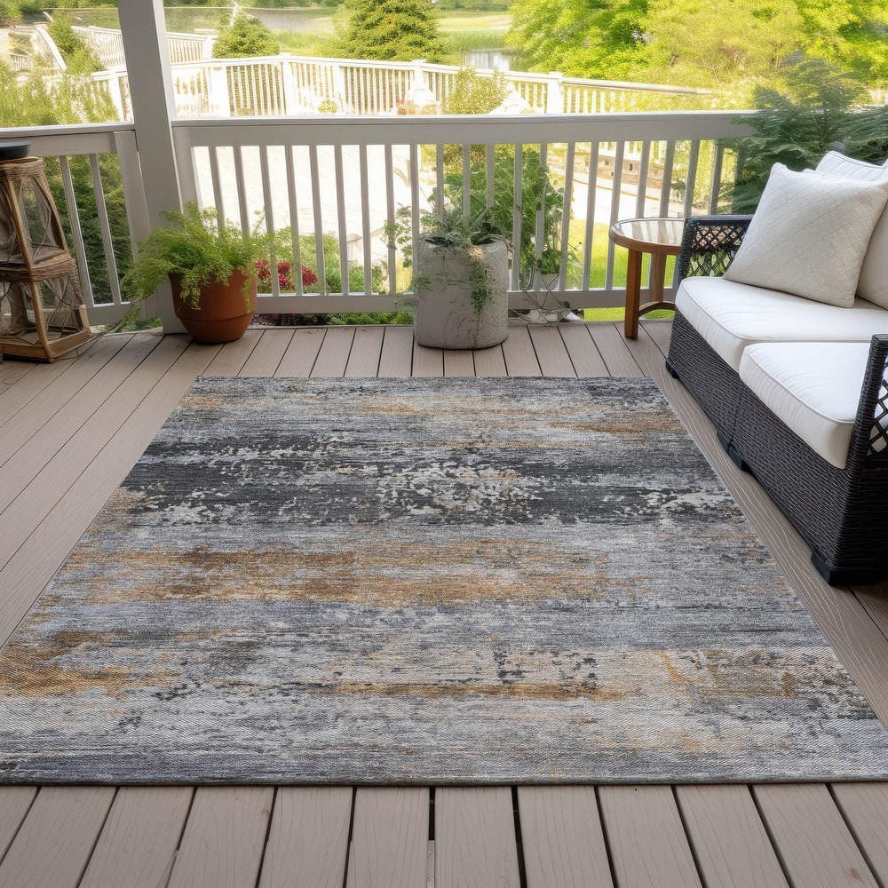 Machine Washable Indoor/Outdoor Contemporary Chantille Rug