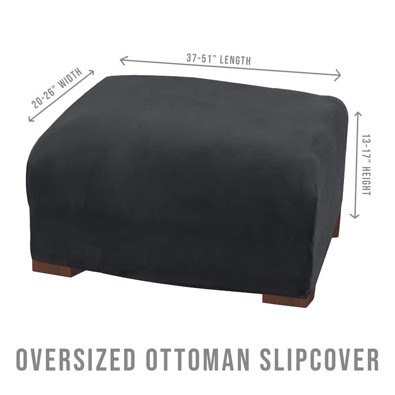 Premium Stretch Velvet-Plush Ottoman Slipcover
