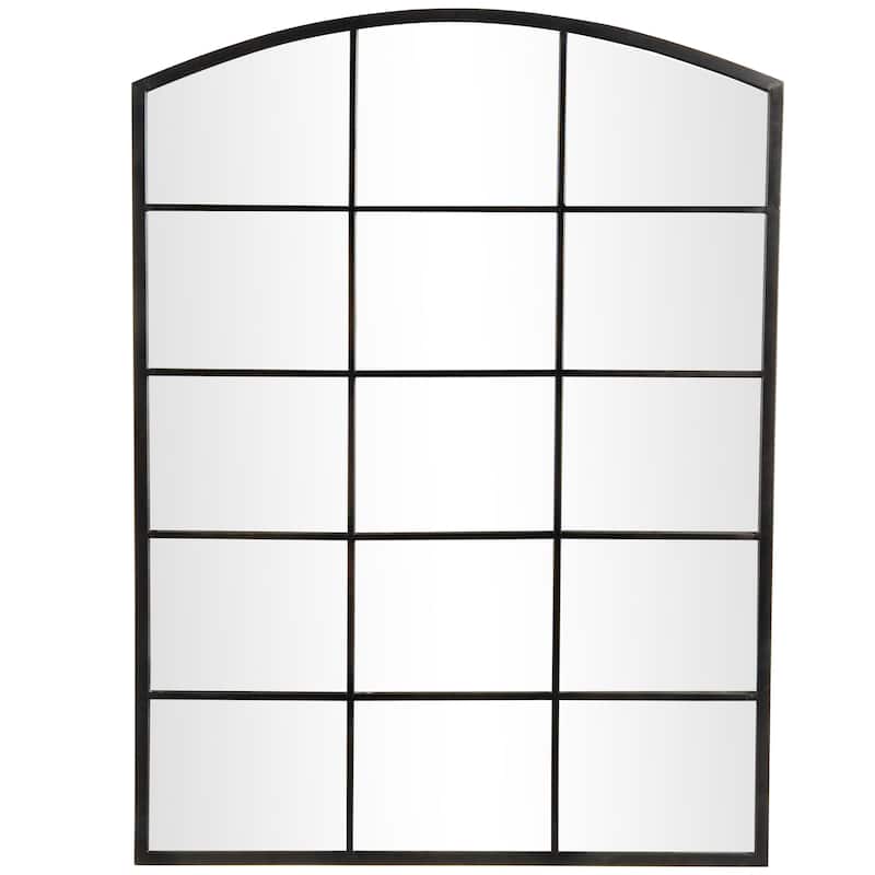 Metal Window Pane Inspired Room Wall Mirror with Arched Top - Roche River Decor