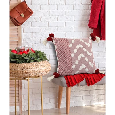 Sevita Heute Red Zeal Pom Throw Pillow
