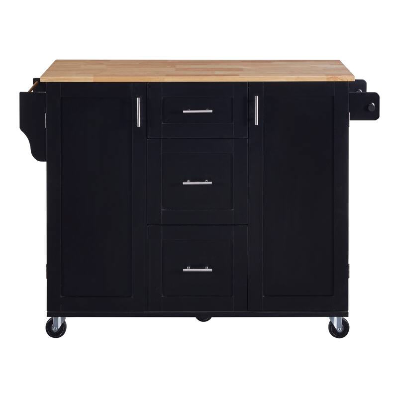 Kitchen Island with 2 Slide-Out Shelf and Internal Storage Rack