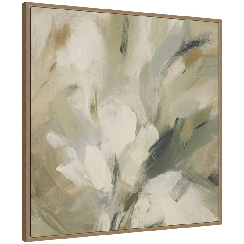 Kate and Laurel Olive Bloom No. 1 by Amy Lighthall Framed Canvas Wall Art Print - 30x30 - Gold