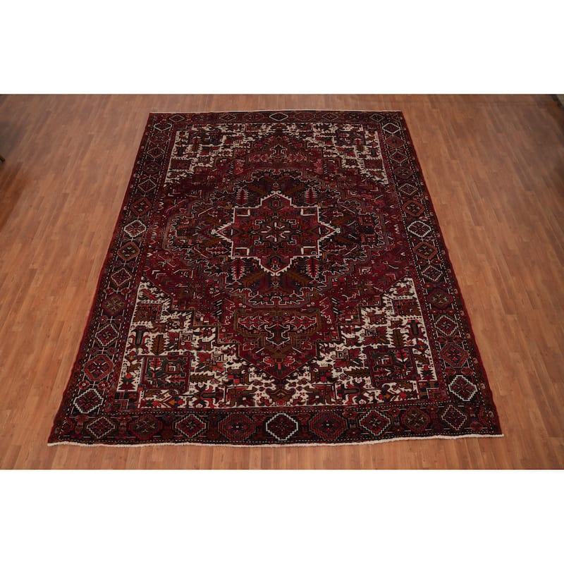 Hand Knotted Oriental 100% Wool Carpet Traditional Medallion Red Heriz Area Rug - 13' 1'' X 10' 5''