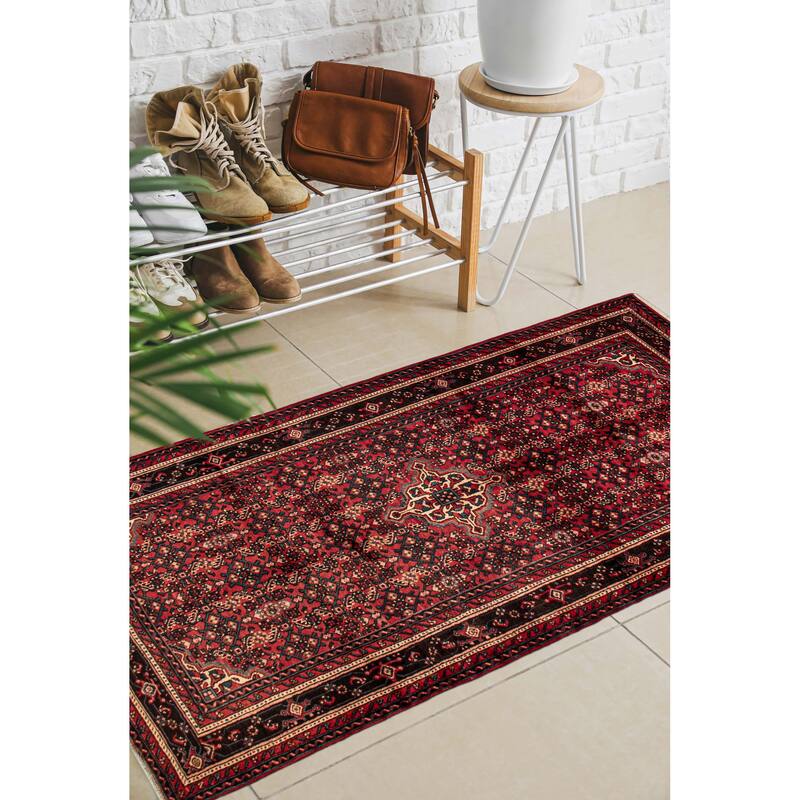 ECARPETGALLERY Hand-knotted Andelz Red Wool Rug - 4'11 x 10'6