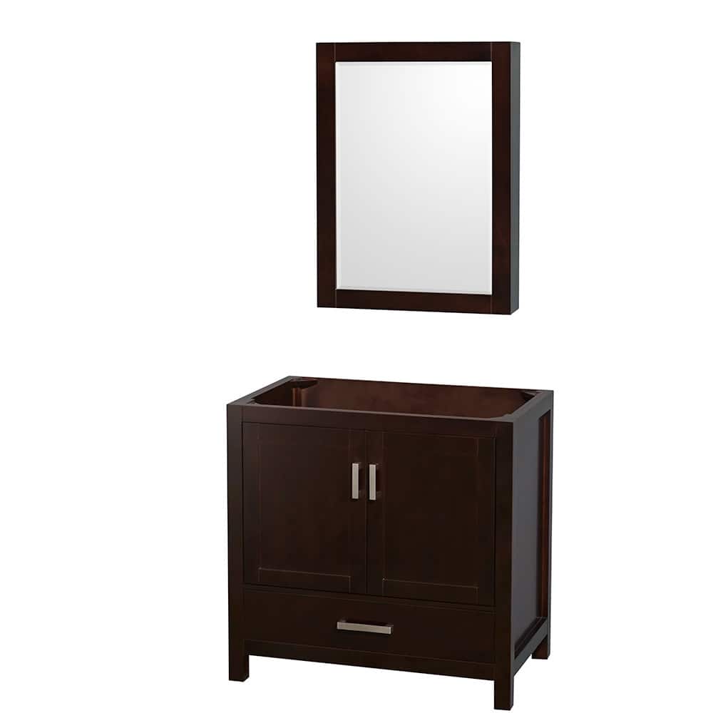Wyndham Collection Sheffield 36" Hardwood Vanity Cabinet and Medicine