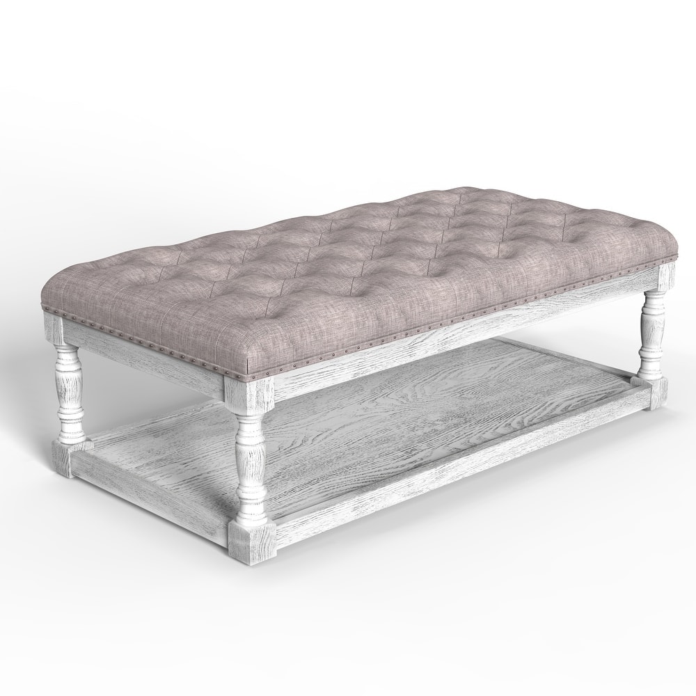 Tubbs 48-inch Tufted Cocktail Shelved Ottoman