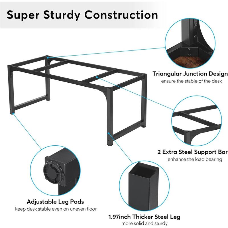63" Large Modern Computer Desk for Home Office