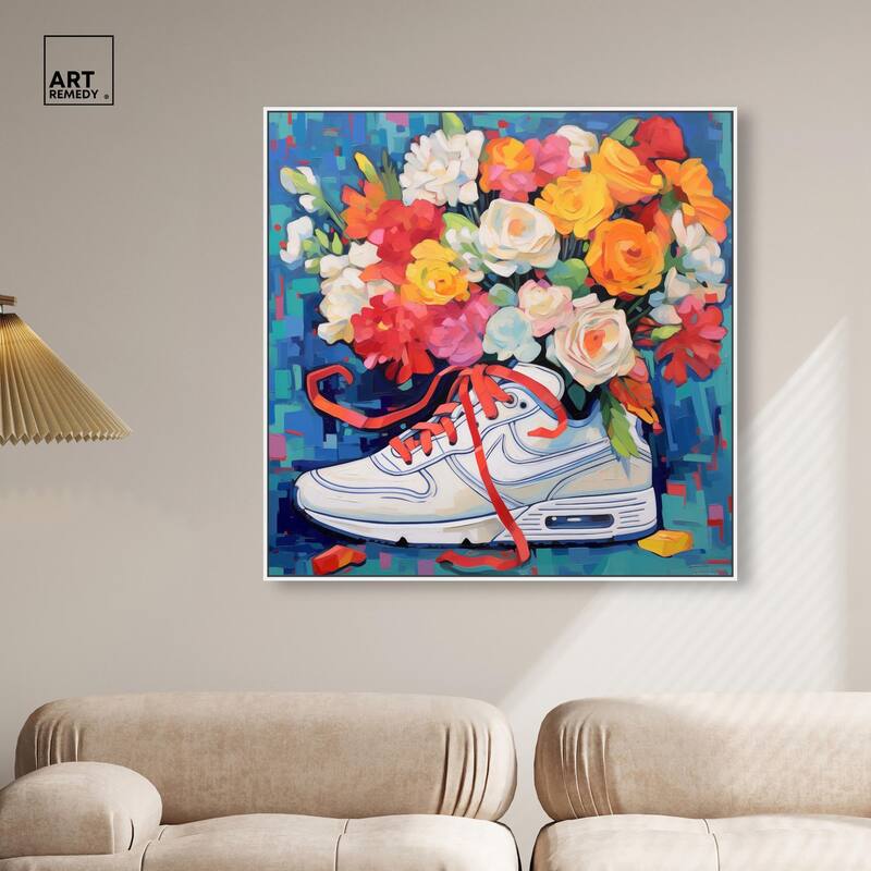 Whimsical Sneaker with Flowers Canvas by Art Remedy
