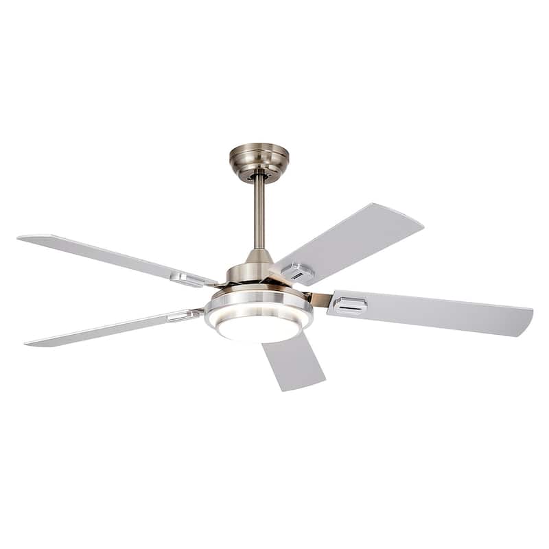 42-52Inch Ceiling Fan with Light: with 5 Blades Dual Finish Reversible - with Remote Control for Living Room Outdoor Patios - White - 52in