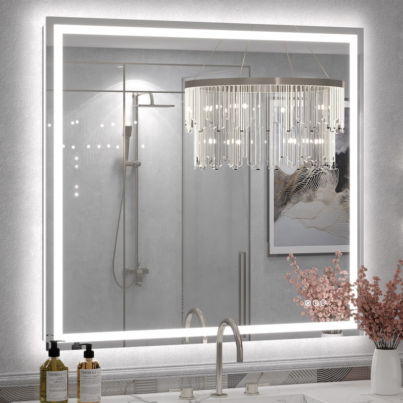 Large LED Bathroom Mirror with UL Listed, Front and Backlit, Anti-Fog - 40x38