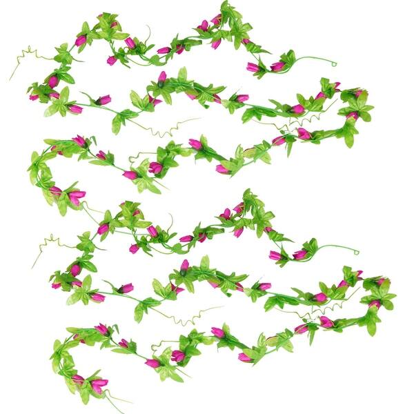 Shop Unique Bargains Wall Decor 7 87ft Artificial Fuchsia Magnolia