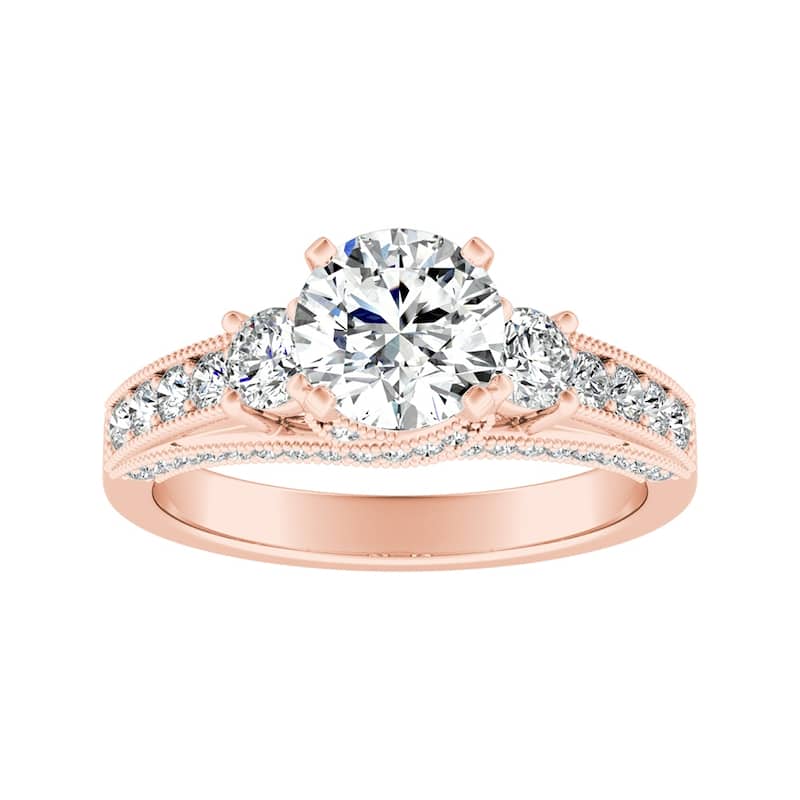 Auriya 14k Gold Vintage 3-Stone Round Diamond Engagement Ring 1 1/6ctw (G-H, VS1-VS2)