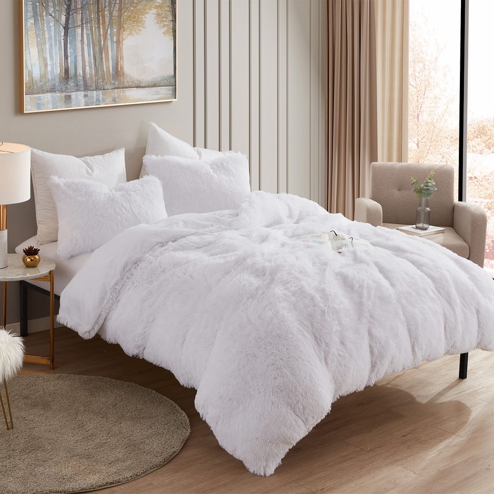 Sweet Home Collection 3 Piece Plush Shaggy Ultra Soft Luxurious Synthetic Fur Comforter Set