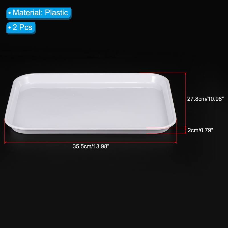 Fast Food Tray, 2 Pack Plastic Serving Tray Reusable Rectangle Tray - White - 14x10.9"