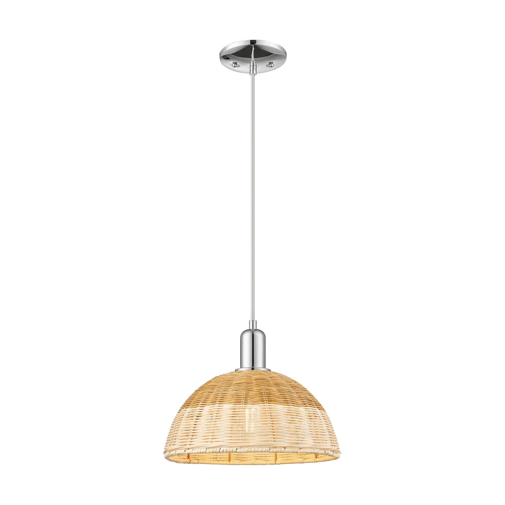 Innovations Lighting Downtown Urban - Natural Ballston Dome - 1 Light Cord Hung Mini Pendant with Basketweave Shade