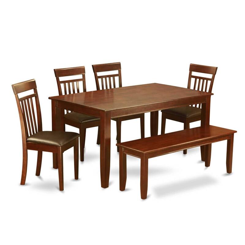 Coastal Craftsman Dining Set - Table & 4 Chairs with Bench - Elegant Kitchen Table Set