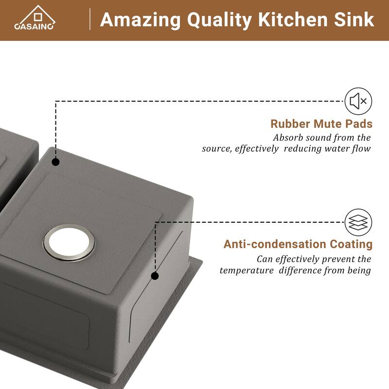 Stainless Steel 33 in. Double Bowl Undermount Workstation Kitchen Sink with Kitchen Faucet and Accessories