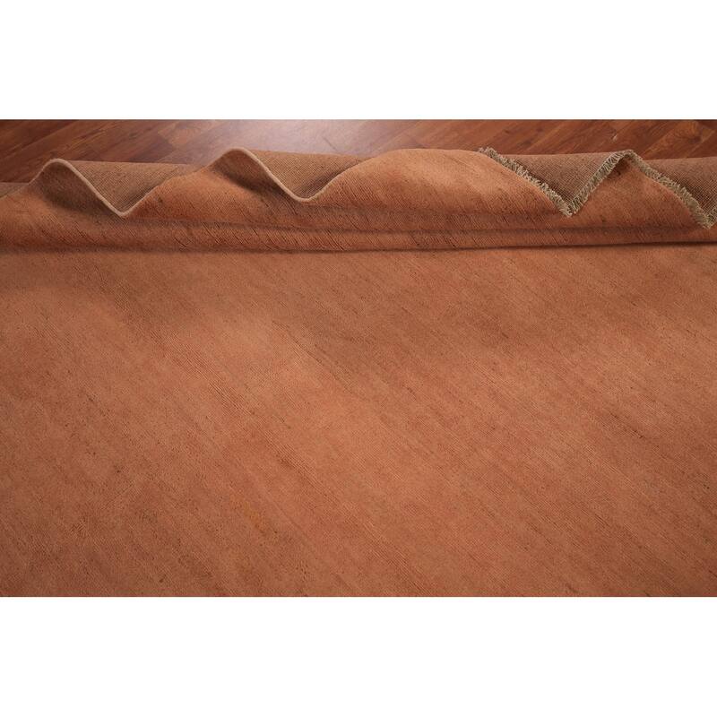 Orange Modern Gabbeh Area Rug Hand-Knotted Wool Carpet - 6'8" x 9'9"