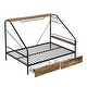 preview thumbnail 11 of 9, Full Size Metal Frame Platform Bed with Clothes Rack, Storage Shelves & 2 Drawers, Black