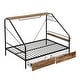 preview thumbnail 11 of 21, Full Size Metal Loft Bed with Built-in Desk, Shelves, and Full-Length Guardrails, Gold