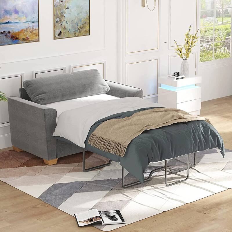 Mixoy Modern Pull Out Sofa Bed,Velvet Sleeper Loveseat Couch Bed