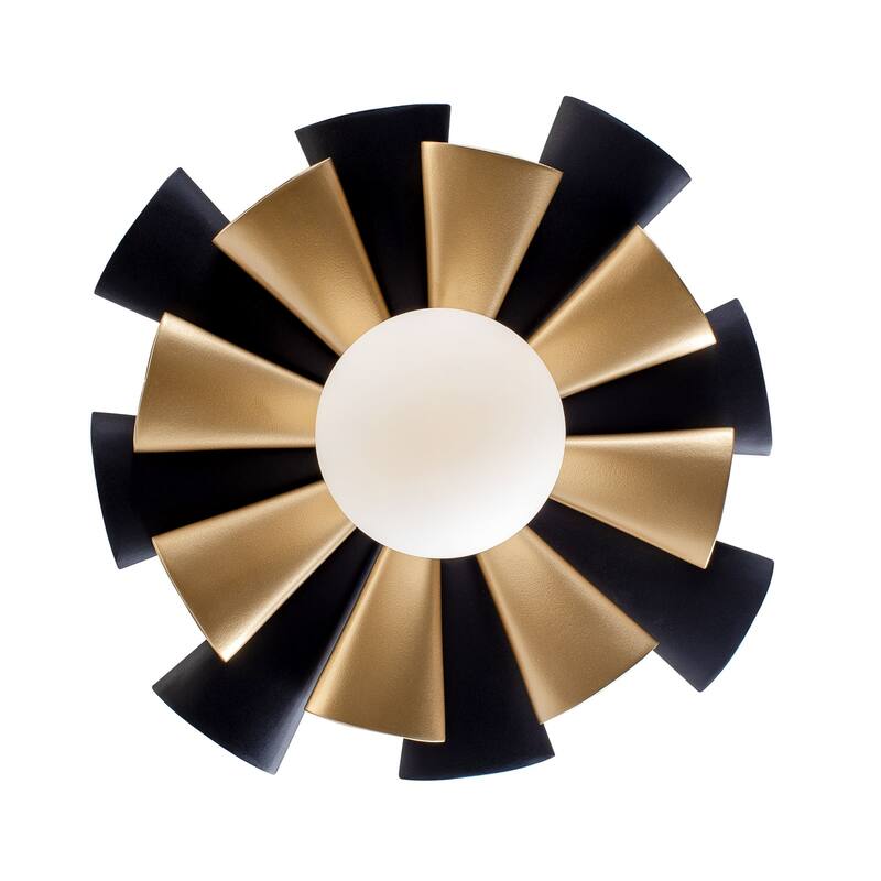 Varaluz Daphne 1-Light Convertible Flush Mount/Sconce - Matte Black/French Gold