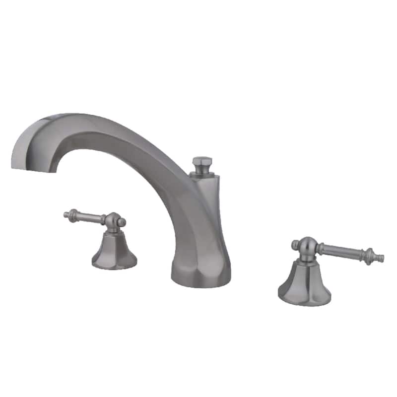 Kingston Brass Metropolitan Deck Mounted Roman Tub Filler with Lever - Brushed Nickel