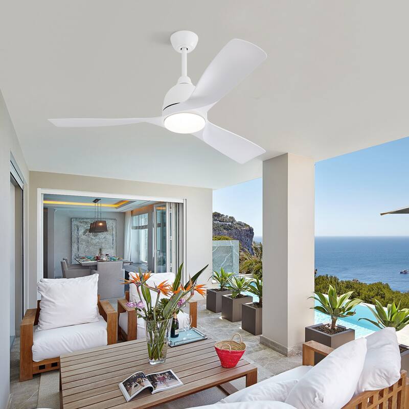 54 Inch DC Ceiling Fan with Lights and Smart Remote Control, Reversible Noiseless DC Motor