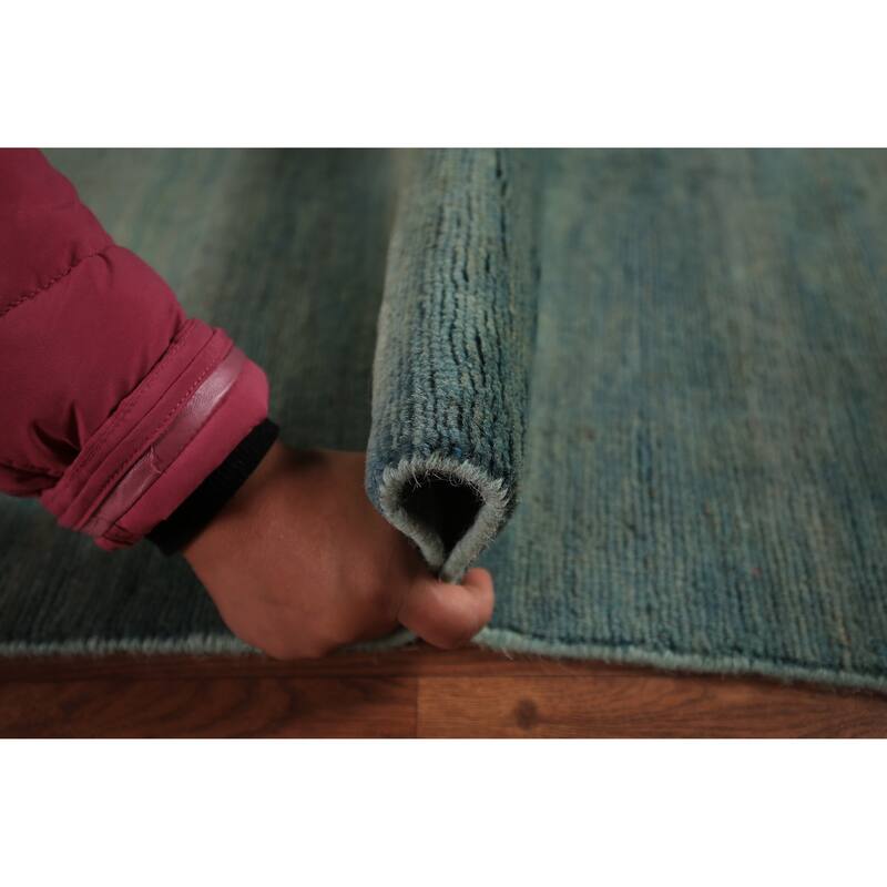 Oriental Green & Blue Modern Gabbeh Area Rug Handmade Wool Carpet - 6'6" x 9'9"