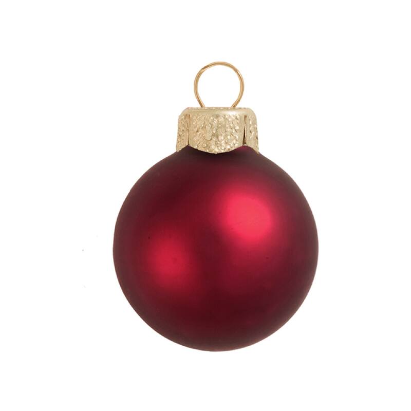 Petite Matte Finish Glass Christmas Ball Ornaments - 1.25" (30mm) - Bordeaux - 40ct