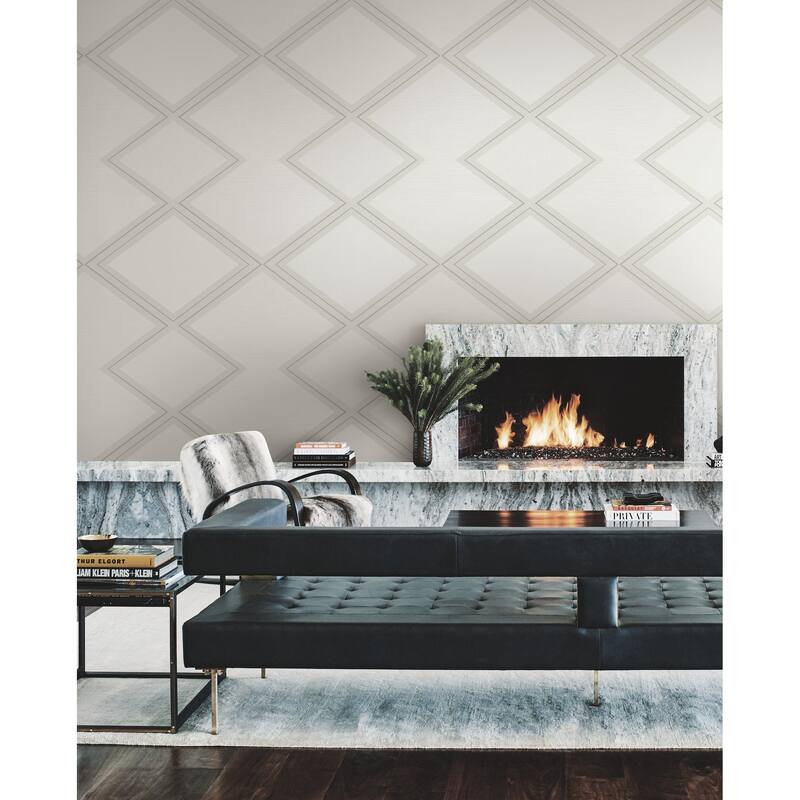 Inspired by Color Diamond Twist White & Cream Wallpaper