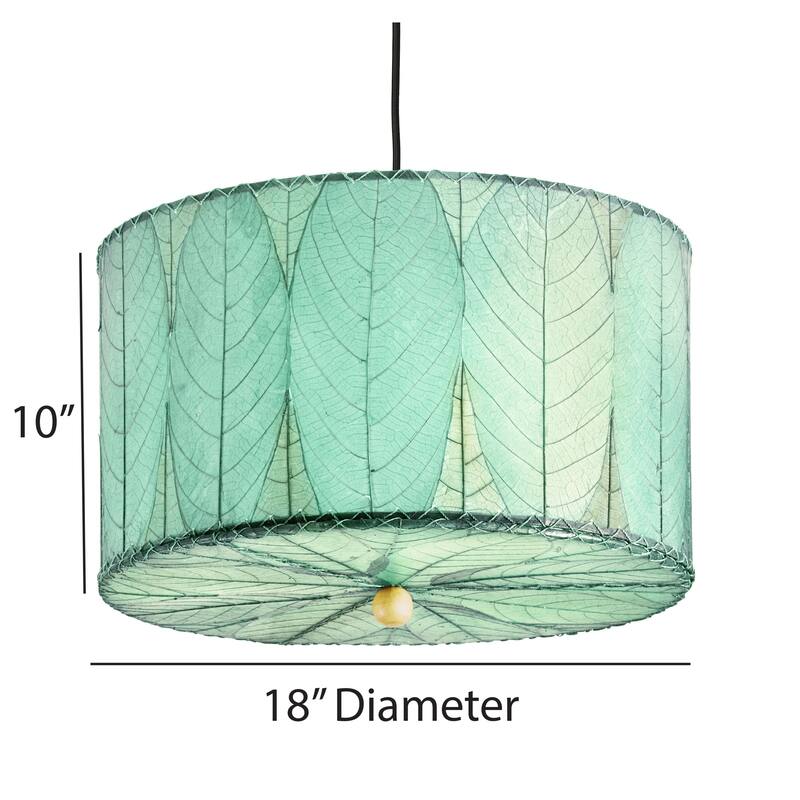 Eangee Handmade Drum Pendant 18 Inch, Cocoa Leaves Shade, 18 x 18 x 10 in. - 18 x 18 x 10