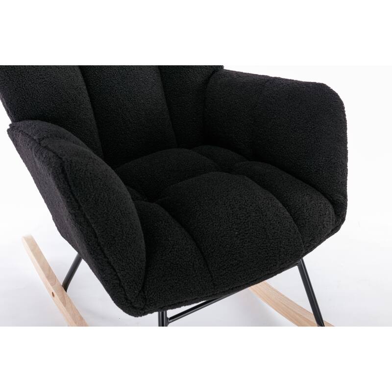 Teddy Fabric Rocking Glider Chair with Wooden Frame and 250lb Weight Capacity