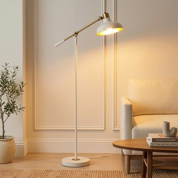 Brightech Wyatt 64.57 in LED Cream & Gold Midcentury Modern Arced