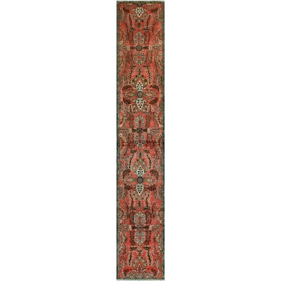 Fine Vintage Distressed Alger Rust/Ivory Runner - 2'2" x 13'7"