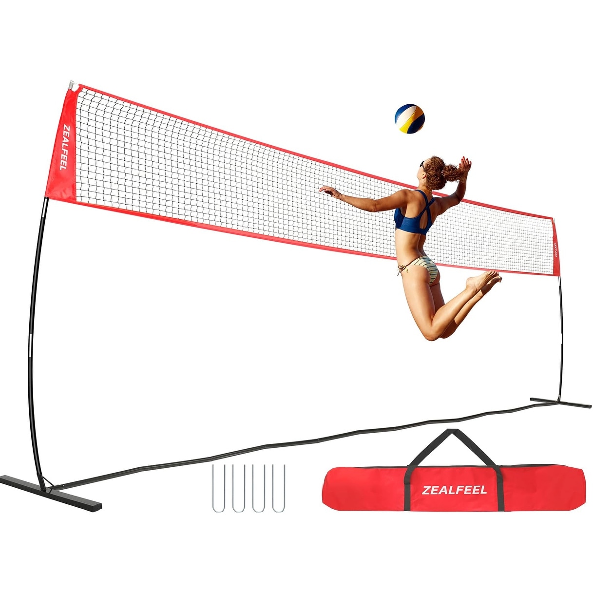 Zealfeel Adjustable Portable 20ft Volleyball Training Net with