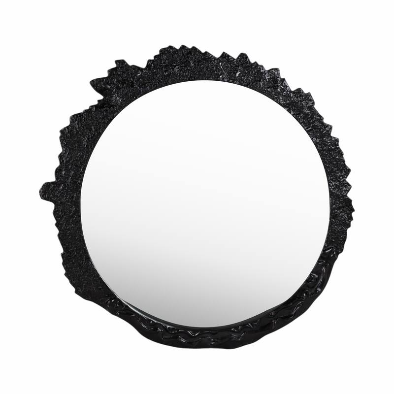 Metal Modern Textured Frame Wall Mirror - Black, 35" - 35.0"
