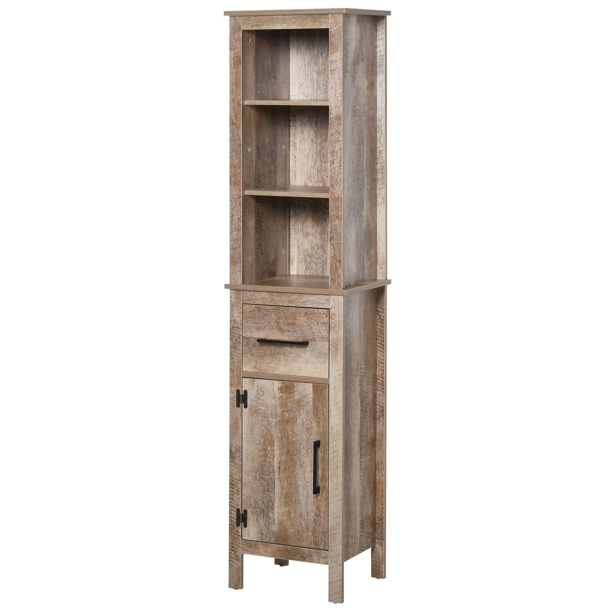 Bathroom Storage Cabinet, Freestanding Linen Tower with 3-Tier Open ...