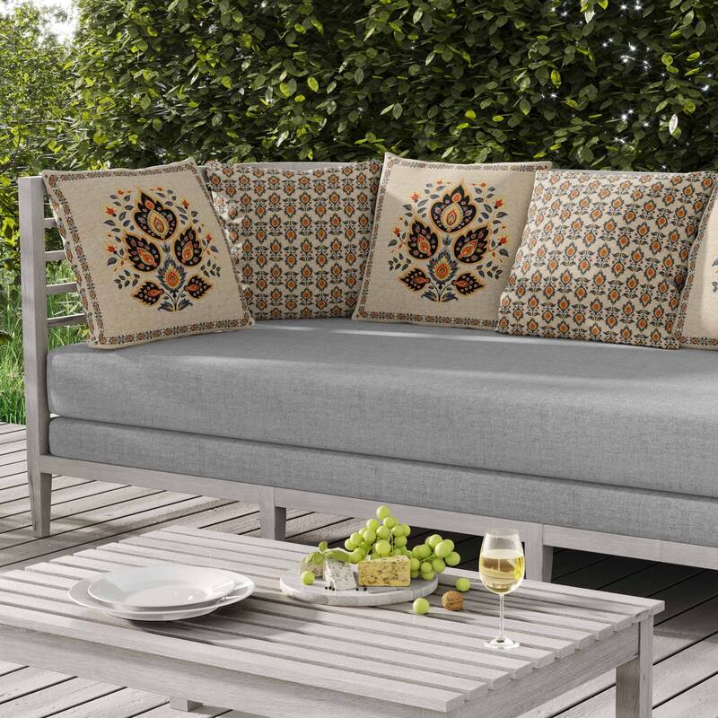 Vintage Verve Indoor/Outdoor Reversible Throw Pillow Orange and Black