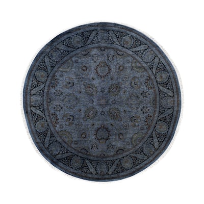 Overdyed One-of-a-Kind Hand-Knotted Area Rug - Gray - 6' 1" x 6' 1"
