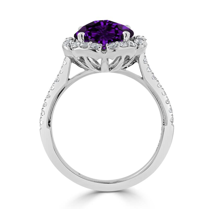 Auriya Vintage 1 7/8ct Fancy Purple Amethyst and Halo Diamond Engagement Ring 3/8ct Fancy 14k Gold