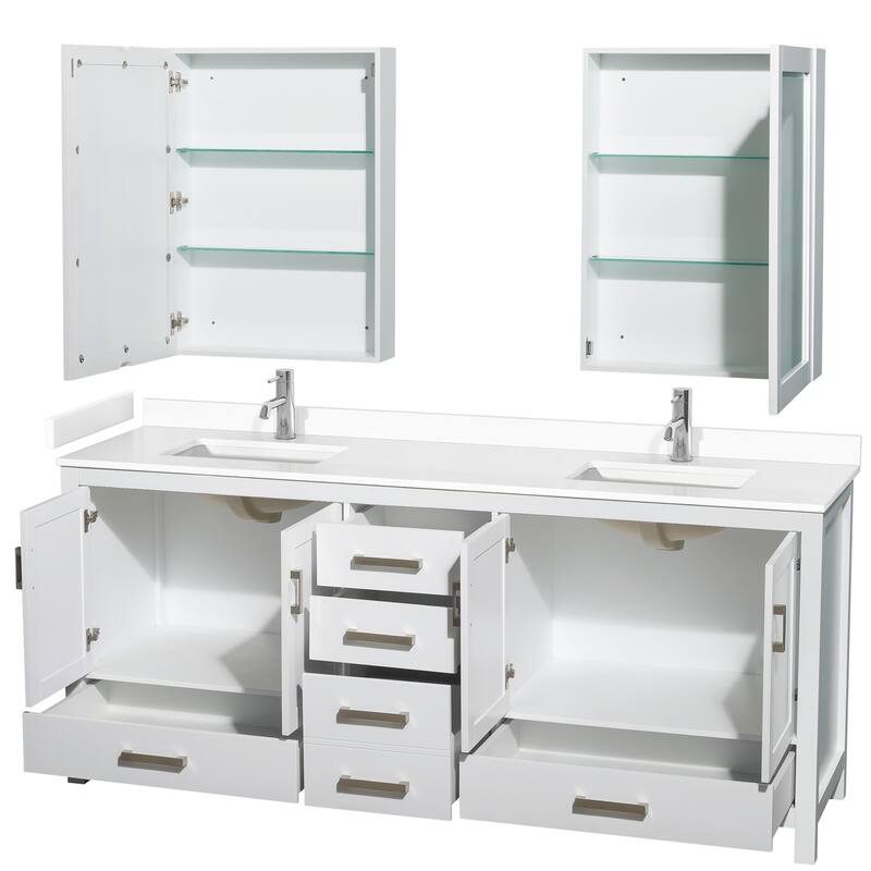 Sheffield Double Bathroom Vanity Set, Cultured Top, Medicine Cabinets