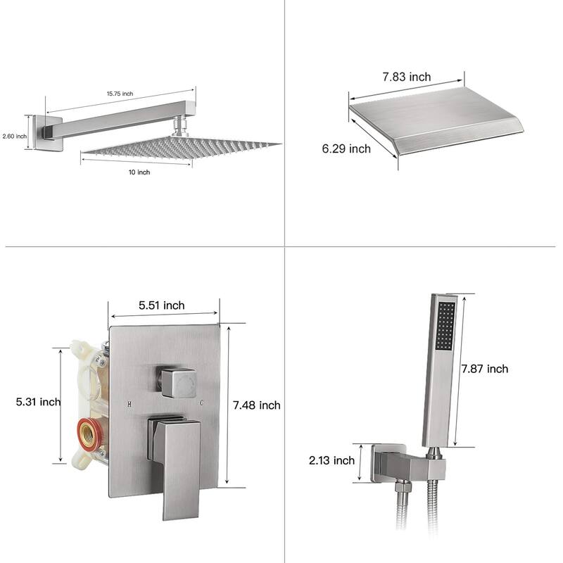 WIZ 3-Spray 10 in. Wall Mount Shower Head System Shower Faucet