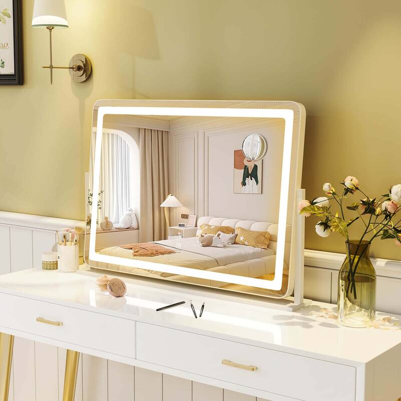 Lighted Vanity Makeup Mirror Shatterproof LED Mirror w/ Touch Control - White