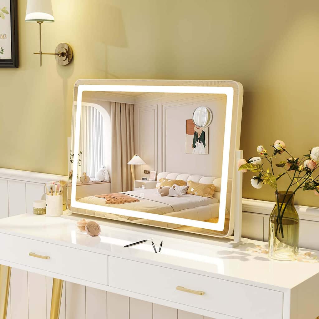Lighted Vanity Makeup Mirror Shatterproof LED Mirror w/ Touch Control - White
