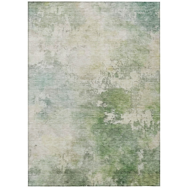 Machine Washable Indoor/ Outdoor Abstract Contemporary Chantille Rug