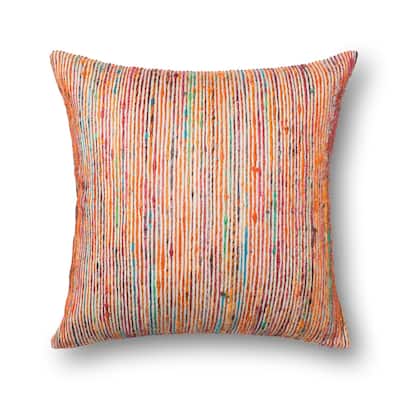 Recycled Sari Silk Stripe Square 22-inch Throw Pillow or Pillow Cover